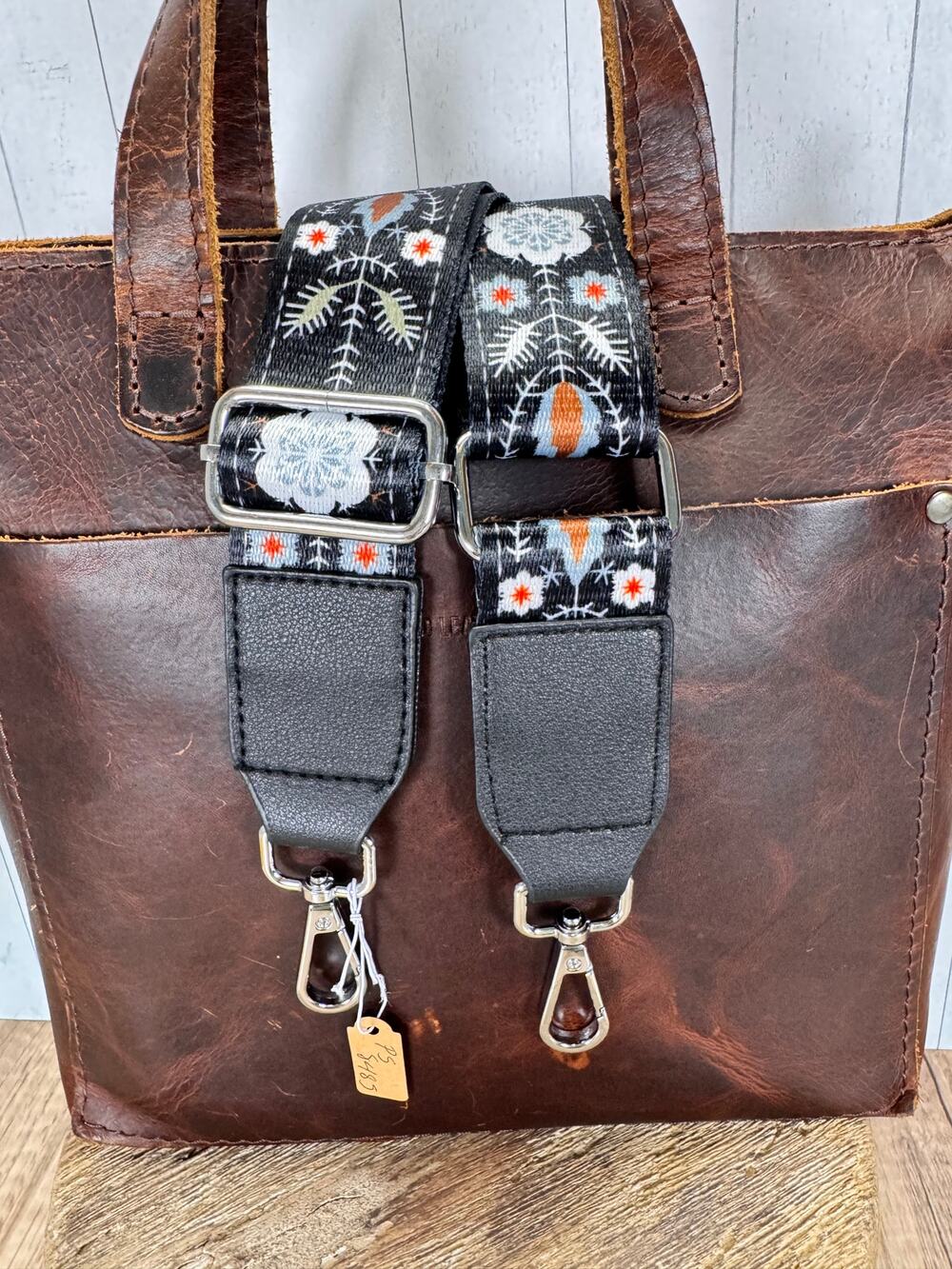 Black Flower Purse Strap Black Crossbody Boho Purse Strap Silver